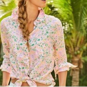 Lilly Pulitzer Sea View linen blouse juicy fruit